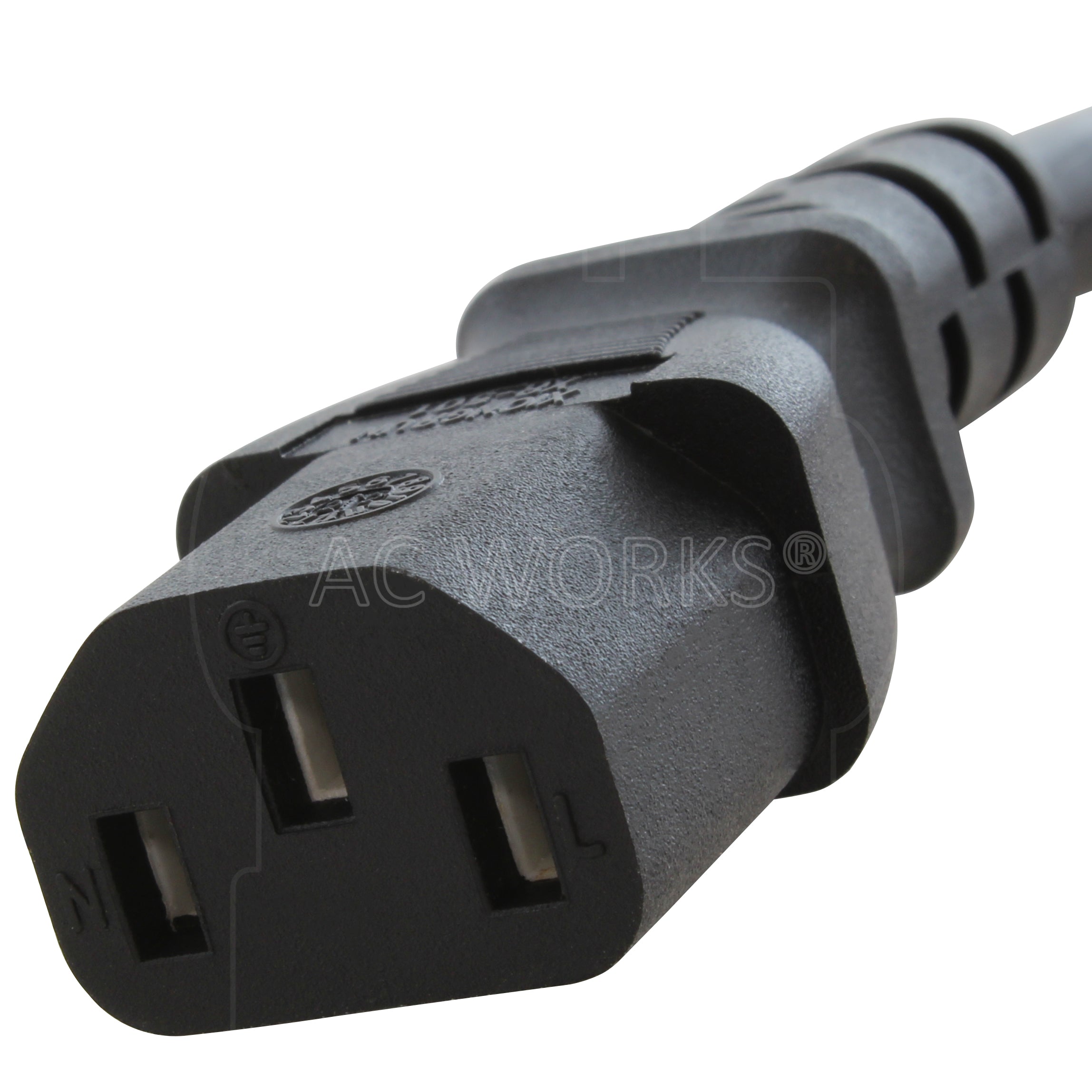 AC WORKS® [FC14C13-012] 1FT IEC C14/ Sheet E IT Plug to IEC C13 Female Connector