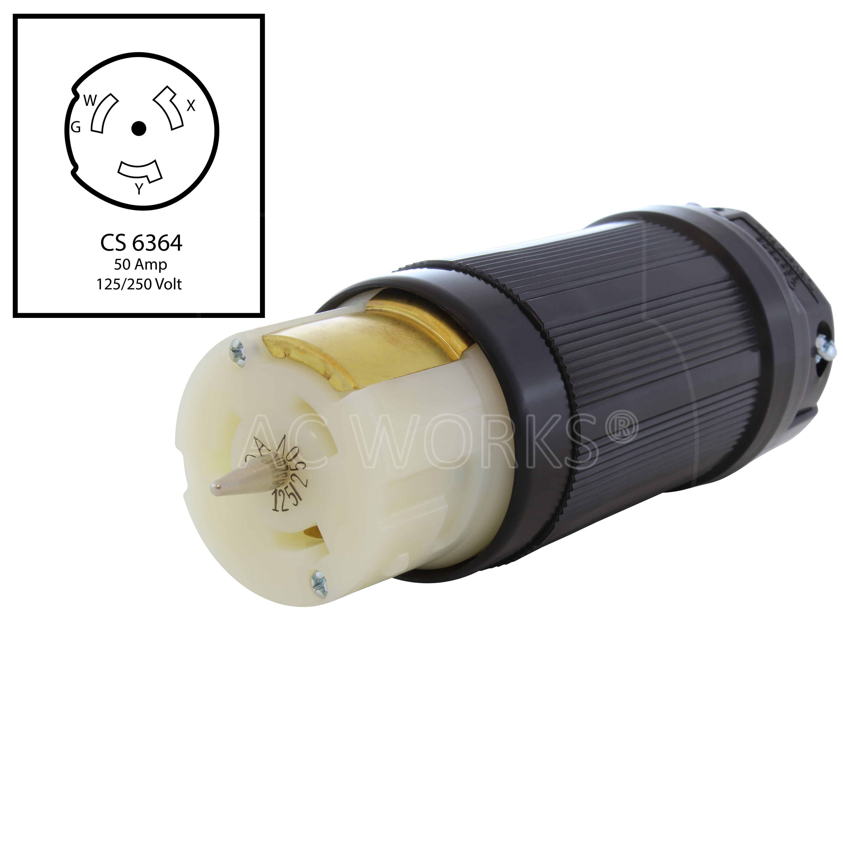 CS6364 50A 125/250V 4-prong female connector