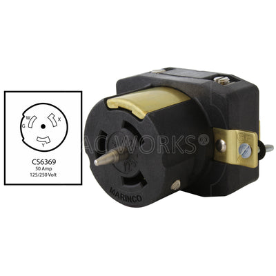 AC WORKS® [CS6369] California Standard CS6369 50A 125/250V 4-Prong Locking Receptacle