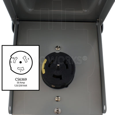 AC WORKS® [CS6369BX] CS6369 50A 125/250V 4-Prong Locking Heavy-Duty Outlet Box