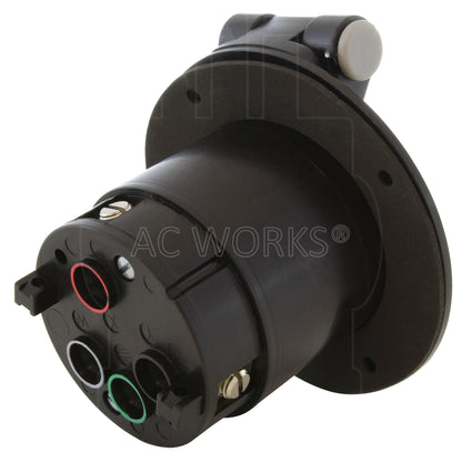 AC WORKS® [CS6375-FC] 50 Amp 125/250 Volt Power Input Inlet with Front Cover