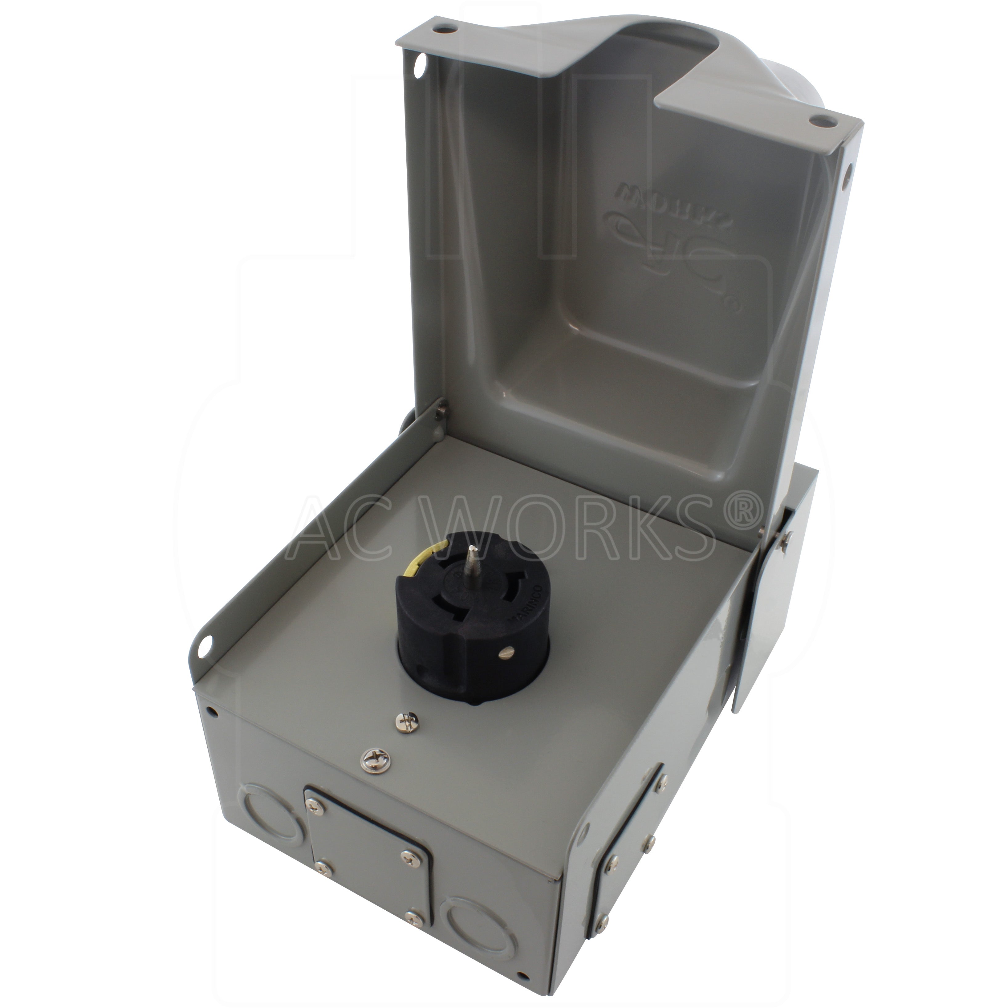 AC WORKS® [CS8169BX] CS8169 50A 3-Phase 480V 4-Prong Locking Heavy-Duty Outlet Box