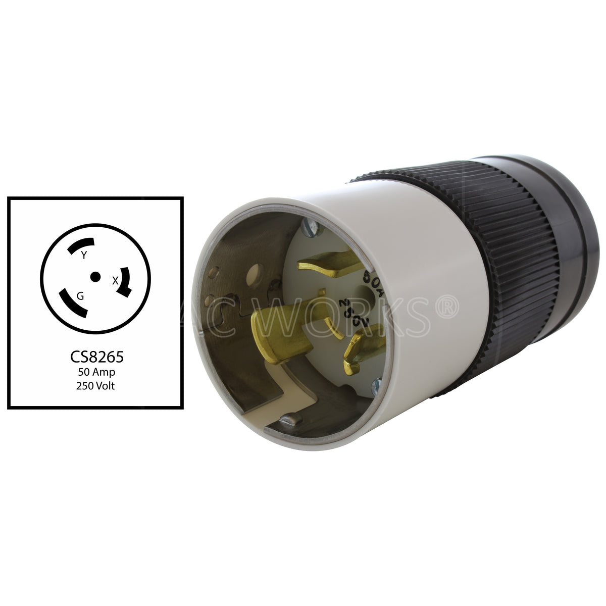 California Standard CS8265 50A 250V 3-Wire Locking Male Plug – AC ...