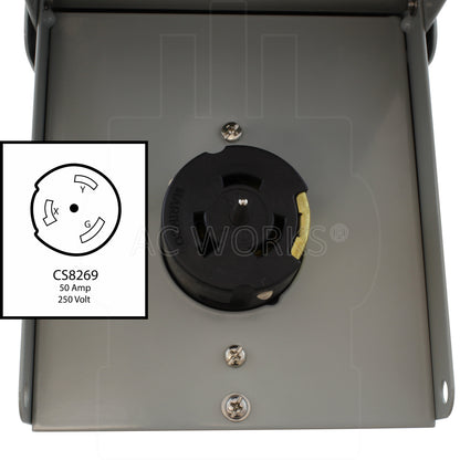 AC WORKS® [CS8269BX] CS8269 50A 250V 3-Prong Locking Heavy-Duty Outlet Box