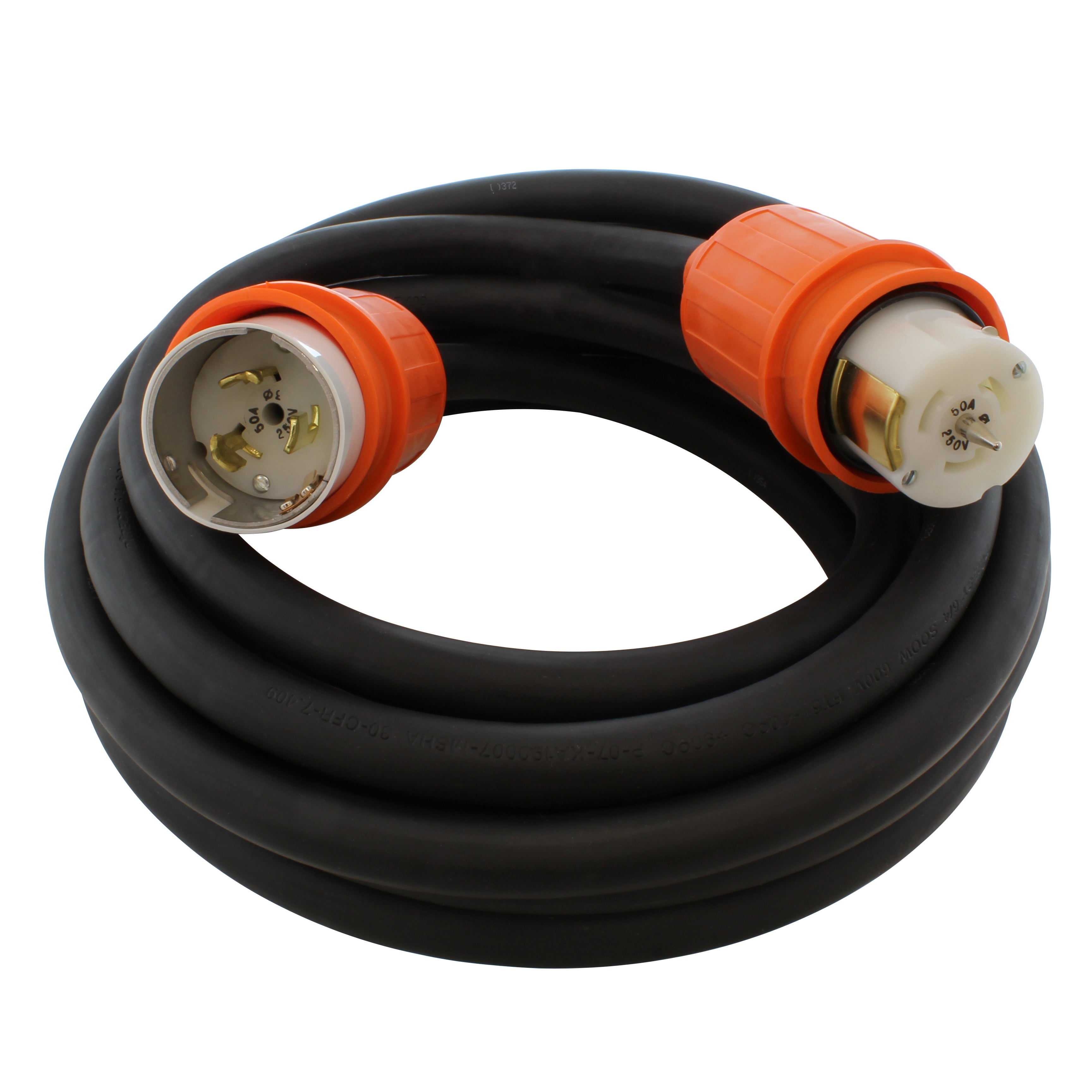 AC WORKS® [CS8365T64] SOOW 6/4 CS8365 to CS8364 50A 3-Phase 250V Rubber Extension Cord