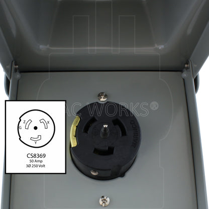 CS8369, 50 Amp, 3-phase 250 Volt 4-prong locking receptacle