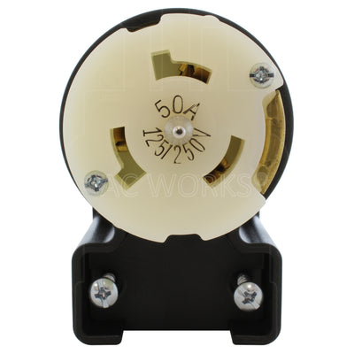 AC WORKS® [ECS6364] Elbow California Standard CS6364 50A 125/250V 4-Prong Locking Female Connector