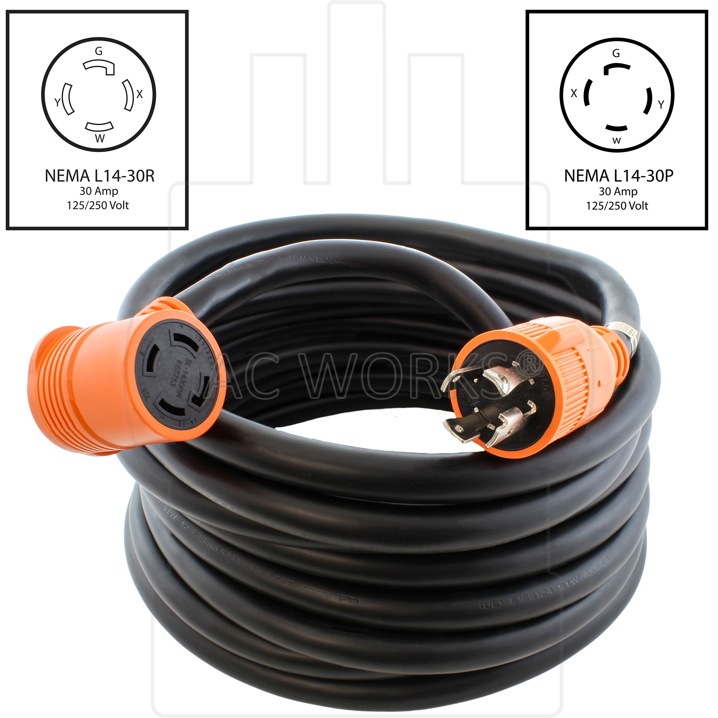 25 ft generator extension cord to elbow connector with nema