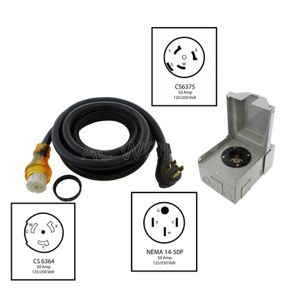 AC WORKS® [EP1450KIT] 50A Emergency Power Kit with SS2-50 Inlet Box