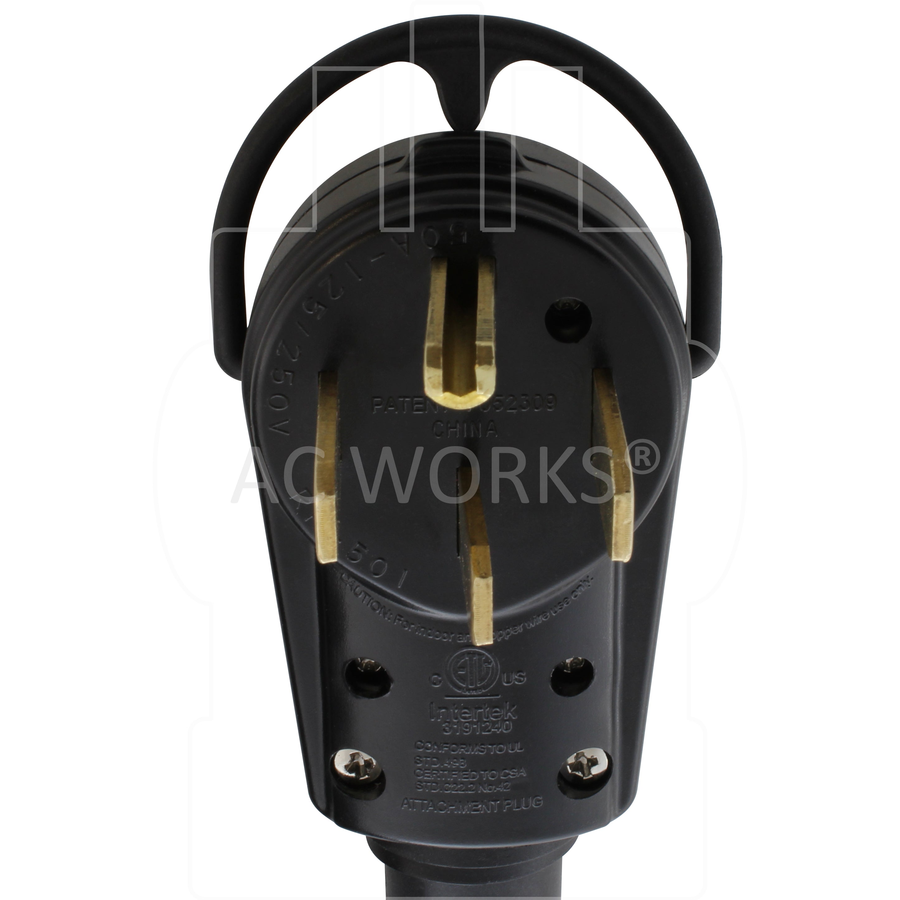 NEMA 14-50P male plug with 4 straight blades 