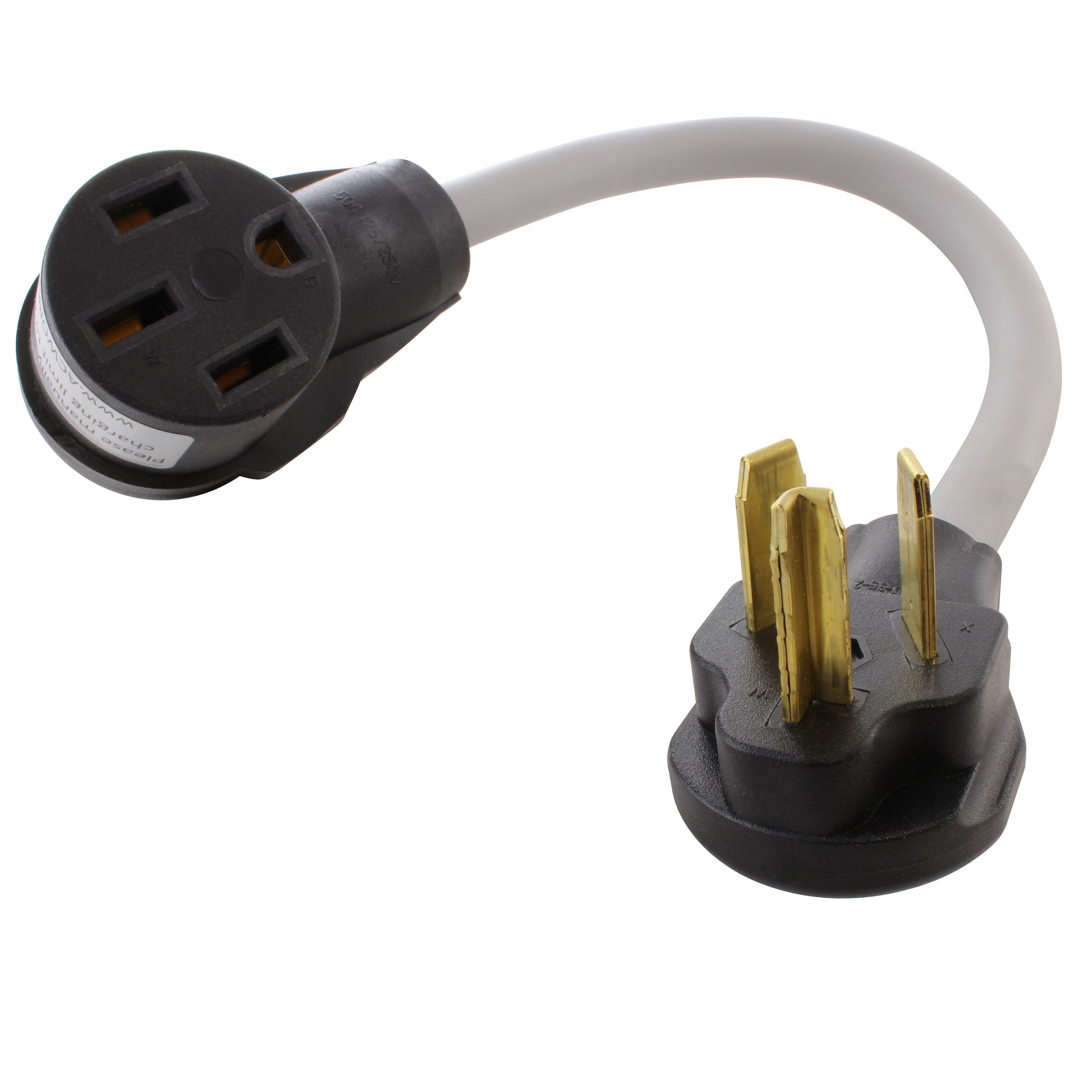 AC WORKS® [EV1030MS-018] 1.5FT EVSE 30A 3-Prong NEMA 10-30P Dryer Plug to 50A EV Adapter for Tesla