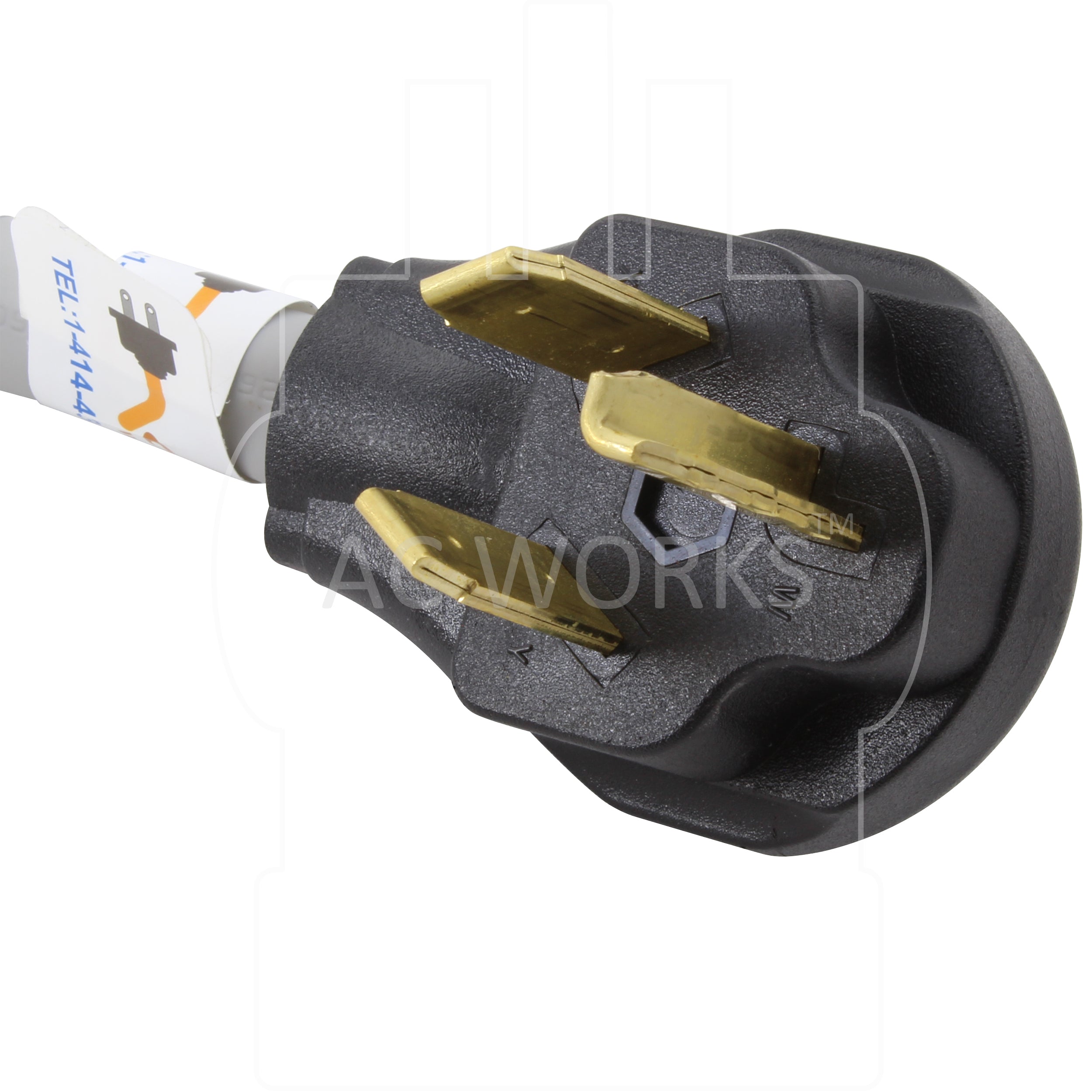 AC WORKS® [EV1030MS-018] 1.5FT EVSE 30A 3-Prong NEMA 10-30P Dryer Plug to 50A EV Adapter for Tesla