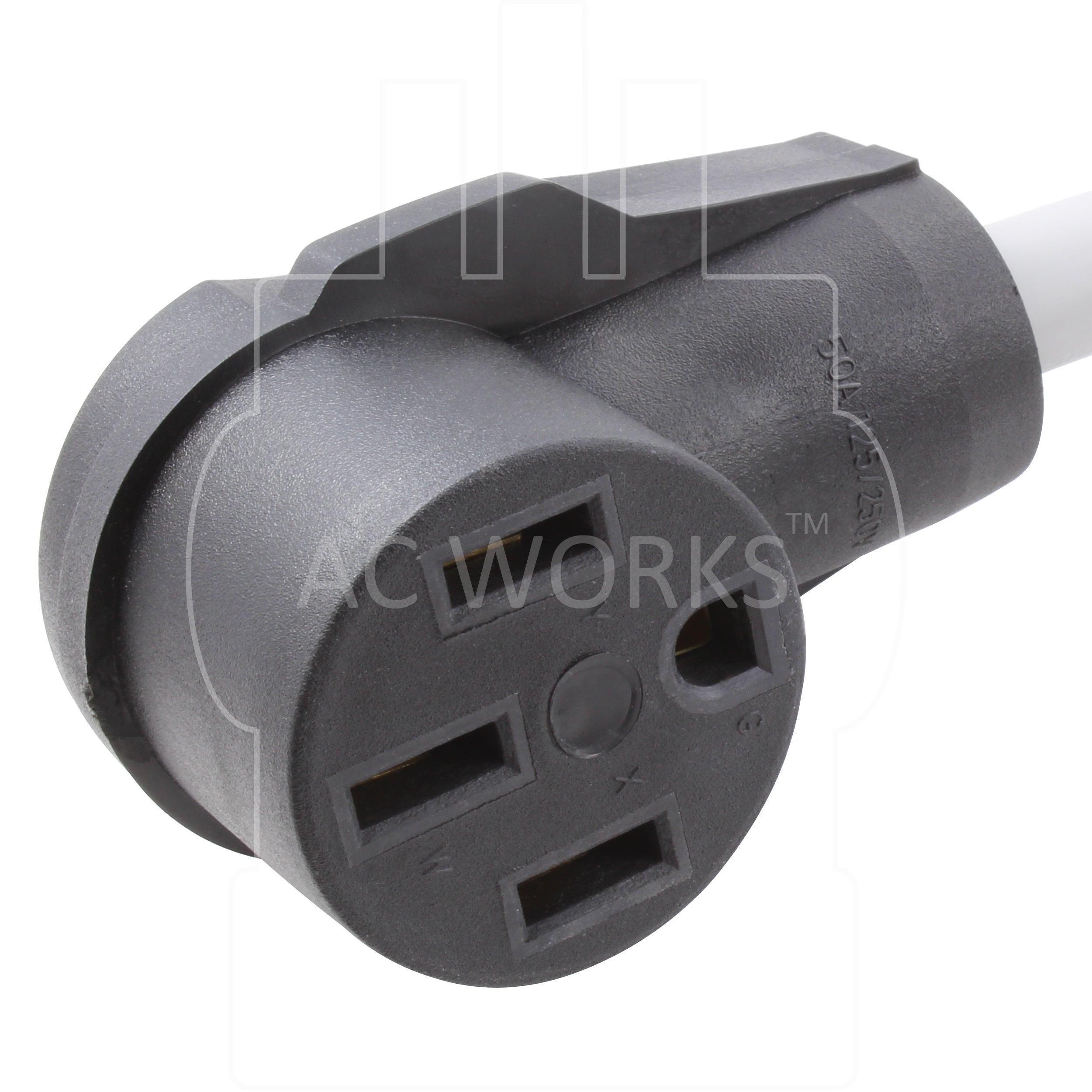 AC WORKS® [EV1030MS-018] 1.5FT EVSE 30A 3-Prong NEMA 10-30P Dryer Plug to 50A EV Adapter for Tesla