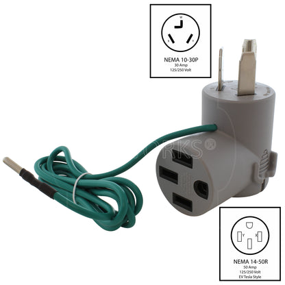 AC WORKS® [EVKIT02] EV Charging Kit of Adapters for Tesla Use ONLY