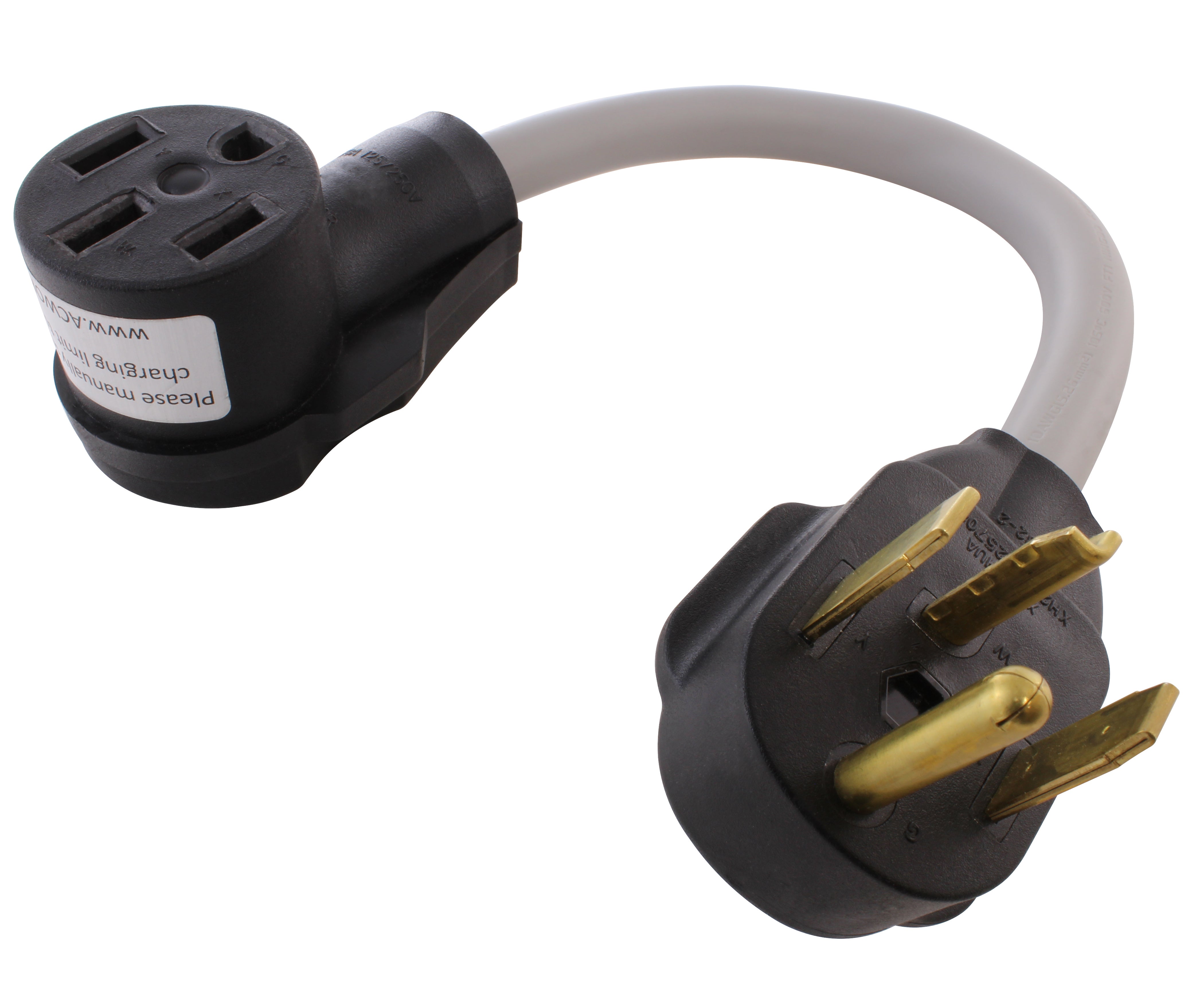 AC WORKS® [EV1430MS-018] 1.5FT 30A 4-Prong Plug NEMA 14-30P to NEMA 14-50R 50A 125/250V Connector