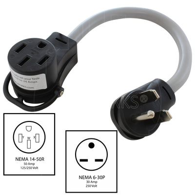 AC WORKS® [EV630MS-018] Electric Vehicle Charging Adapter Cord for Tesla Use 6-30 30A 250V to Tesla