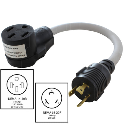 NEMA L6-20P to NEMA 14-50R for Tesla charging