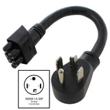 NEMA 14-30P 30A 125/250V 4-prong dryer plug to Gen II mobile connector