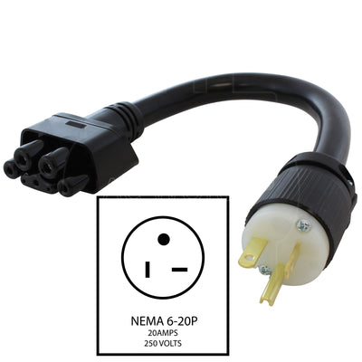 AC WORKS® [G2EV620PT-16A] 16A Gen 2/3 EV Charging NEMA 6-20 Adapter For Gen. 2/3 Tesla Mobile Connector