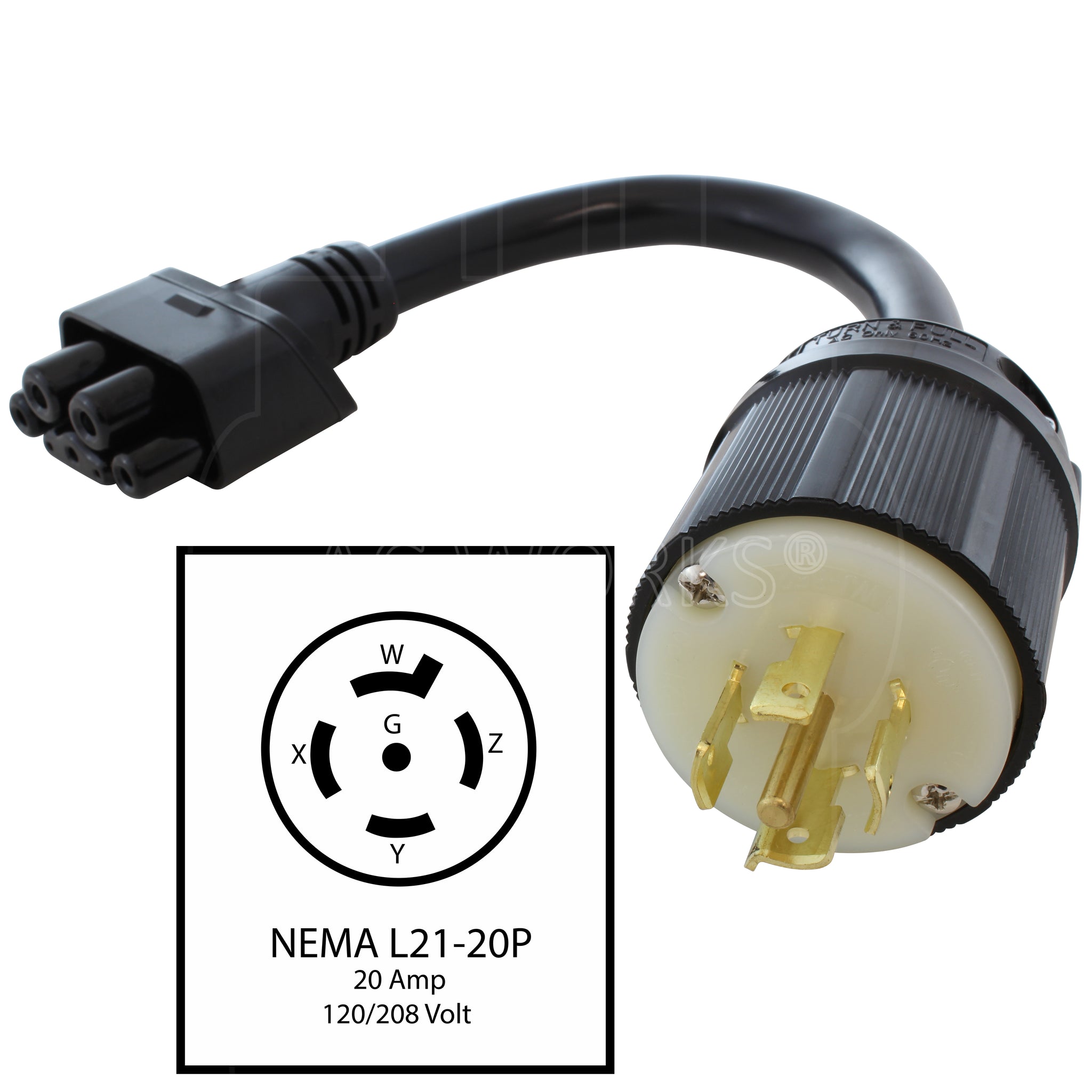 [G2EVL2120PT-16A] NEMA L21-20 to For Gen. II Tesla Mobile Connector ...