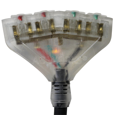 AC WORKS® [L1420F520-05BKL] 5FT L14-20P 4-Prong 20A Locking Plug to (4) 15/20A Household PDU With Power Indicator Lights