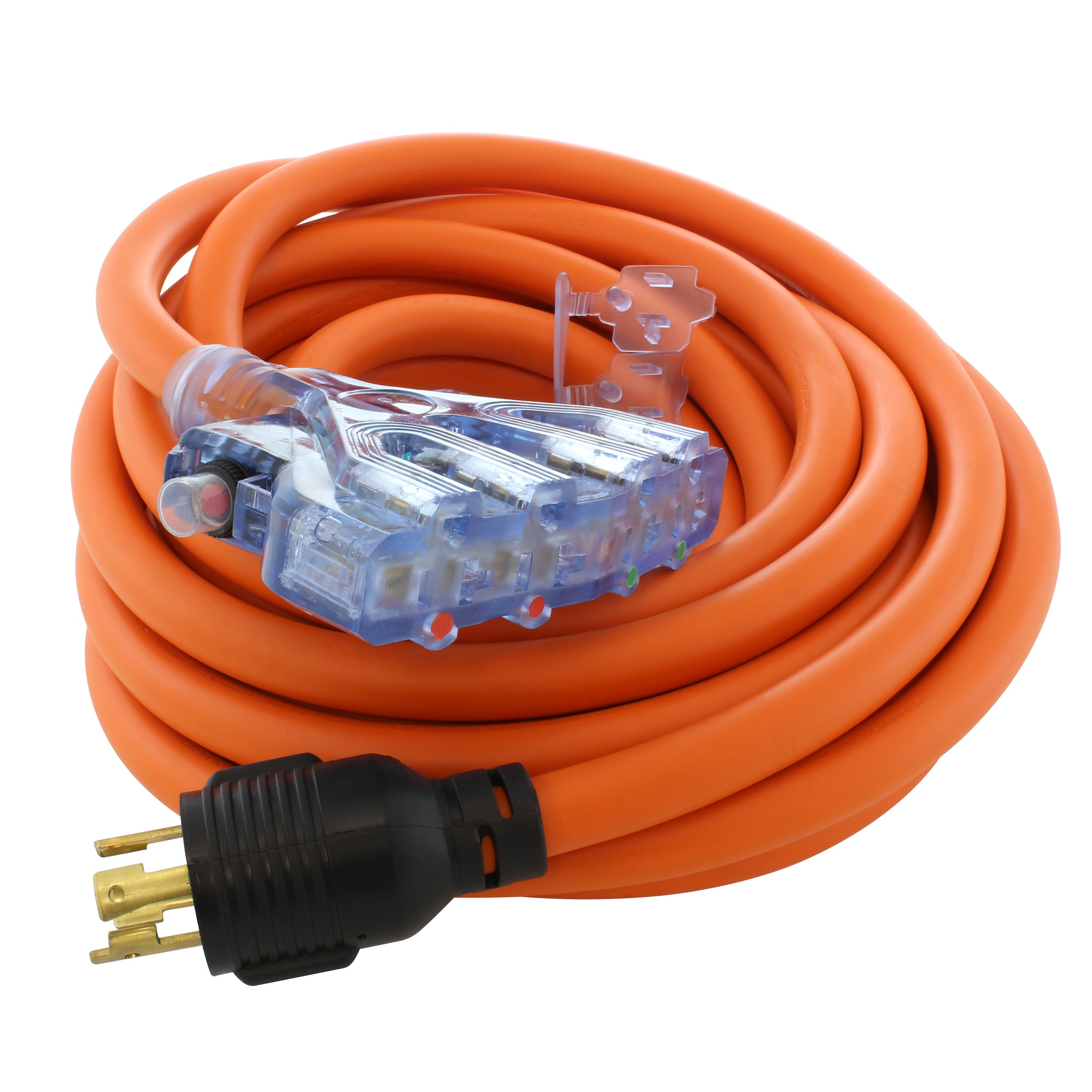 25FT L14-30P 30A 4-Prong Generator Plug to (4) Outlets with