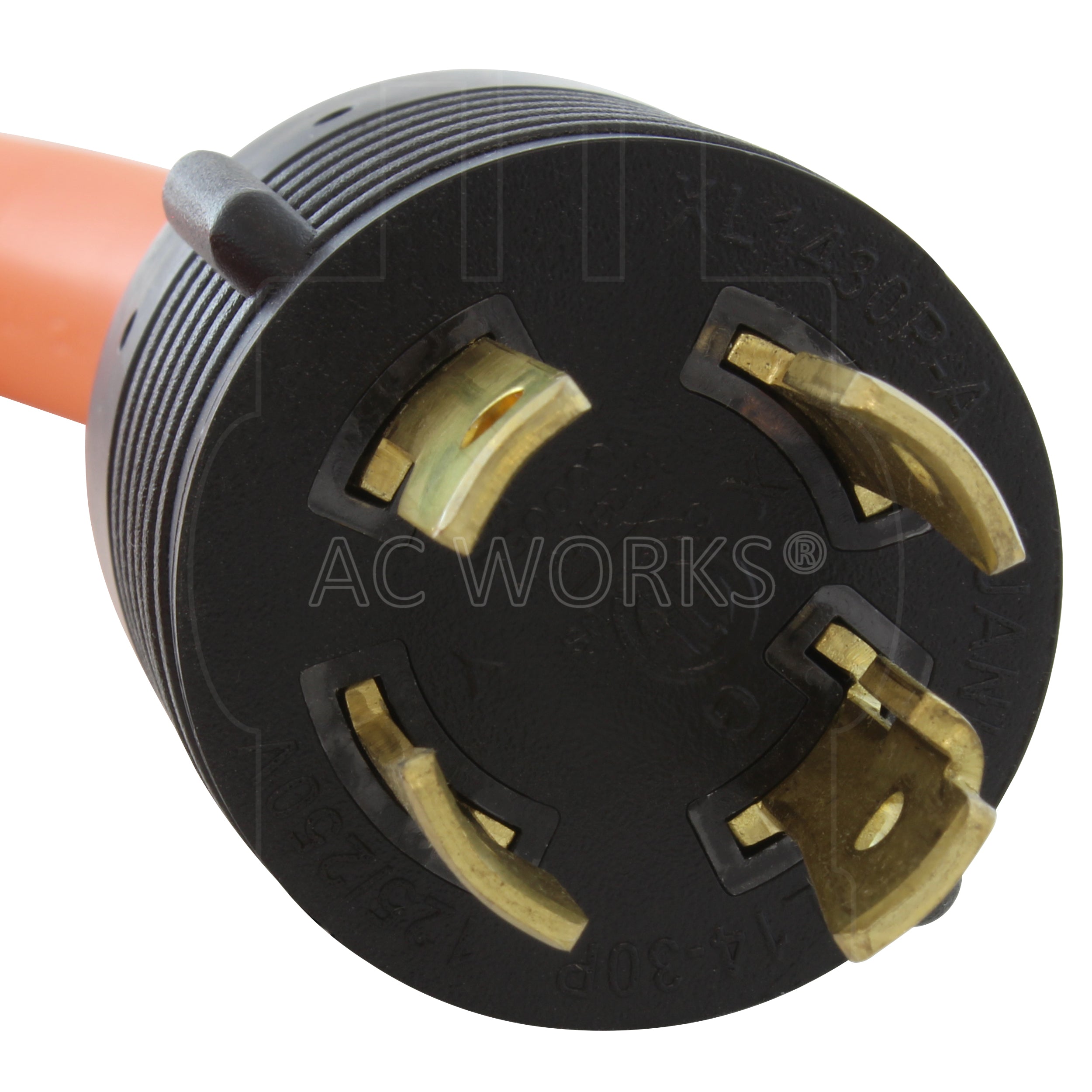 AC WORKS® [L1430CBF520-025] 25FT L14-30P 30A 4-Prong Generator Locking Plug to (4) Household Outlets with 24A Breaker