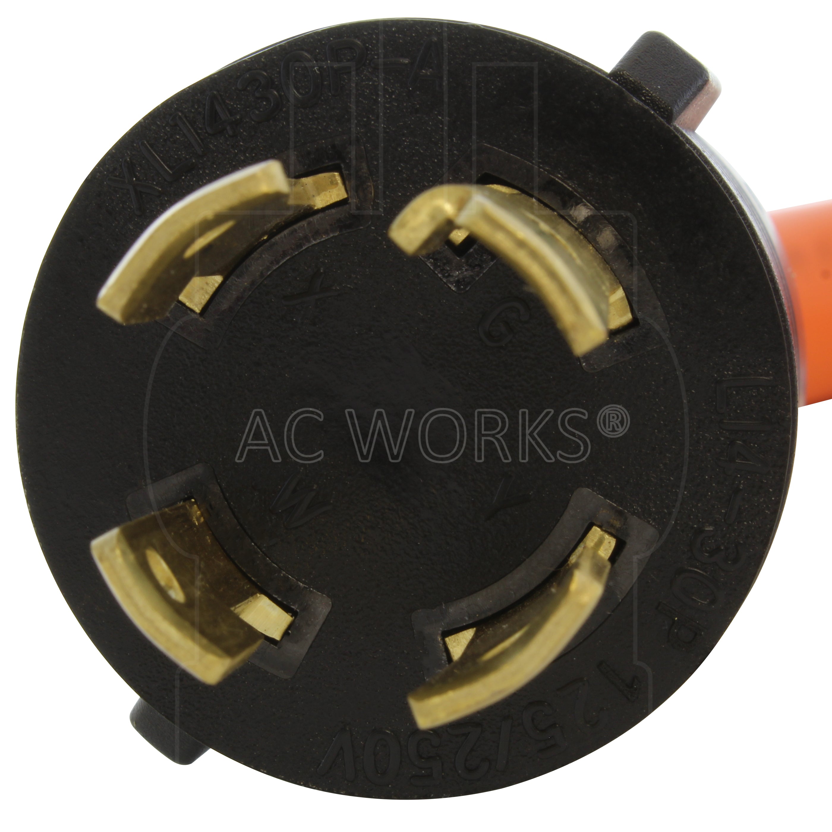 AC WORKS® [L1430CBF520] 1.5FT L14-30P 30A 4-Prong Locking Plug to (4) Home Outlets with 24A Breakers