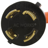 AC WORKS® [L1430CBF520] 1.5FT L14-30P 30A 4-Prong Locking Plug to (4) Home Outlets with 20A Breaker