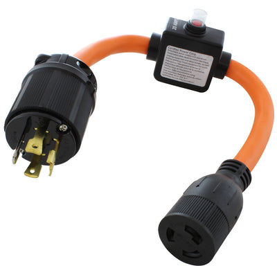 NEMA L14-30P to NEMA L6-20R with Inline 20 Amp Breaker