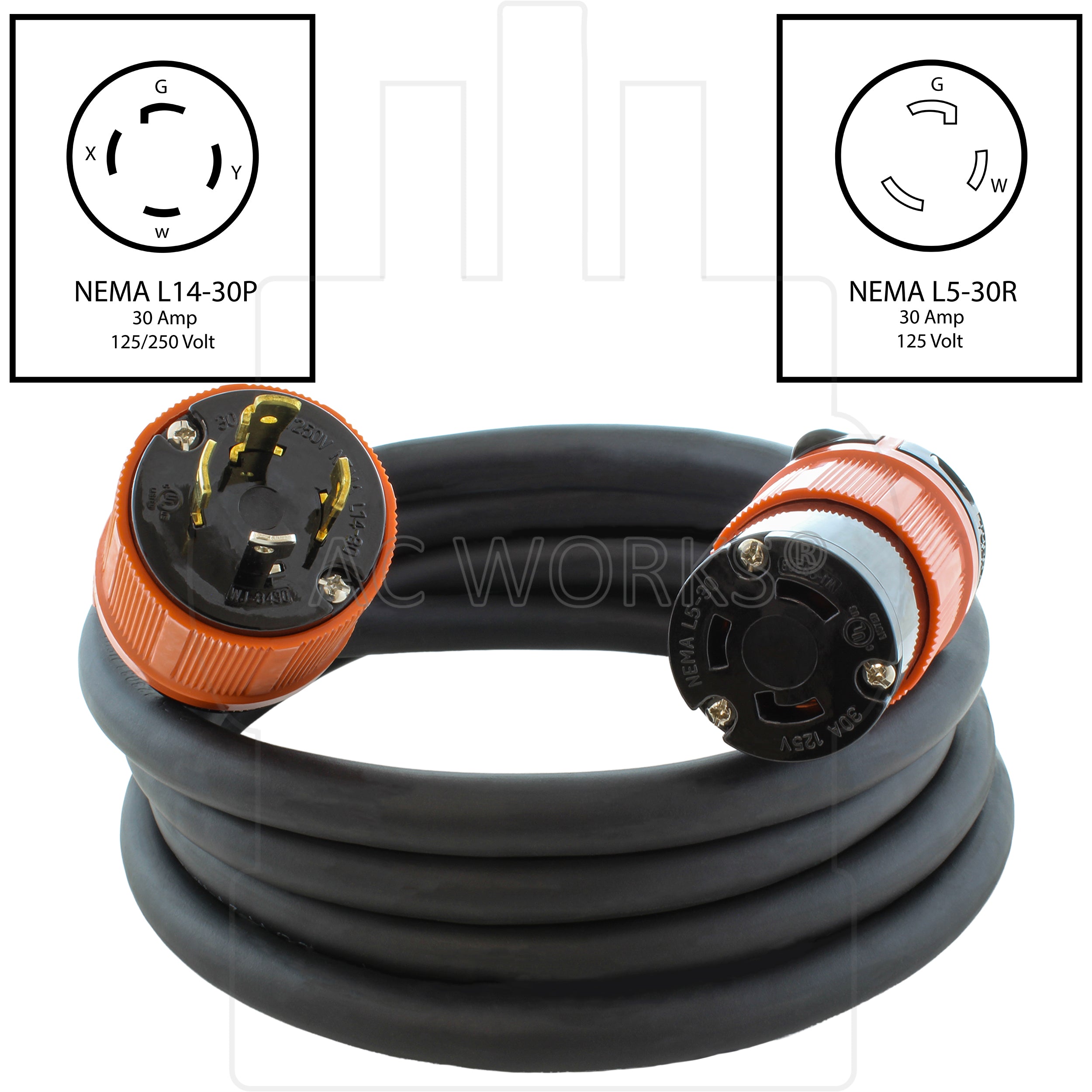 4 prong generator locking 10 ft adapter with nema