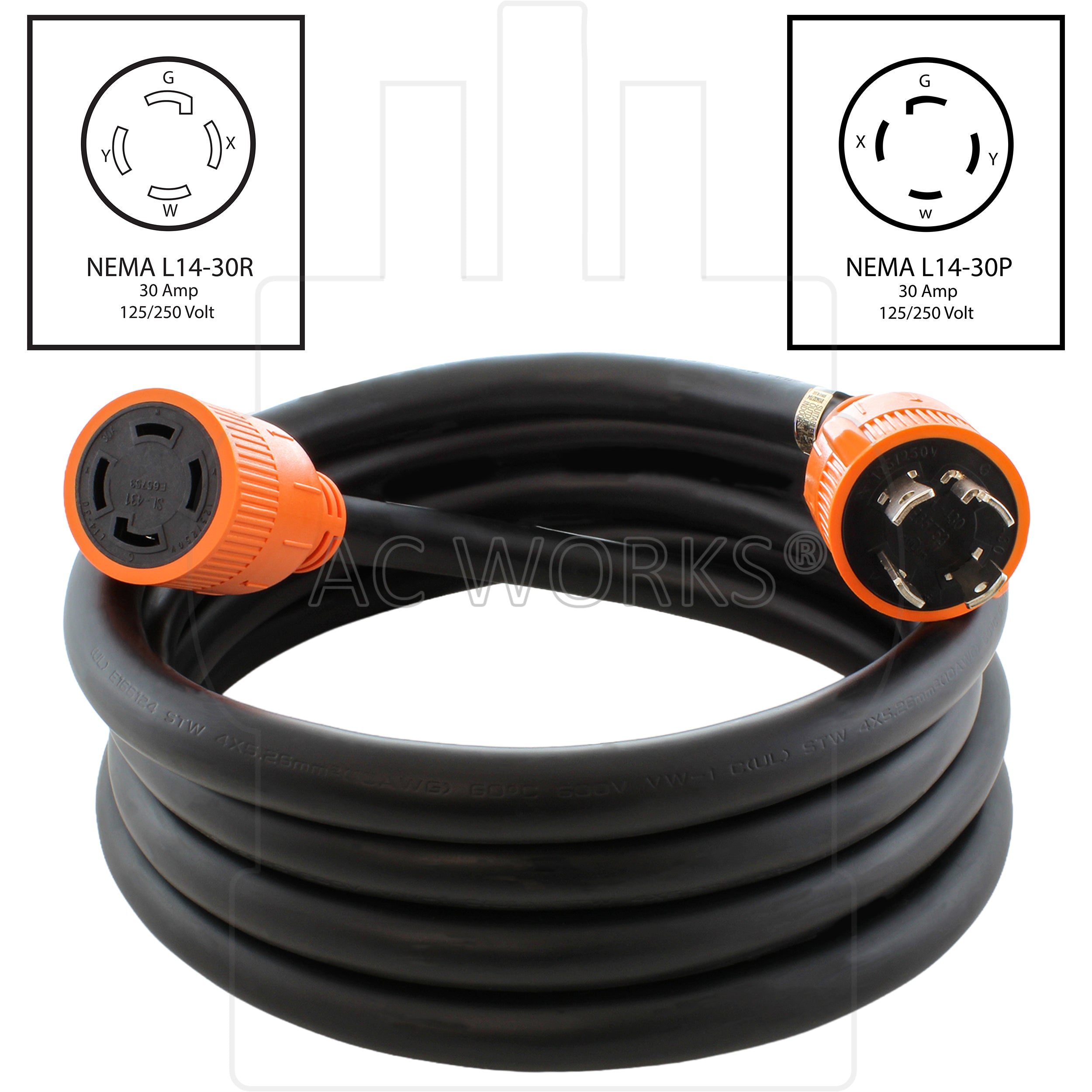 locking generator power extension cord with nema