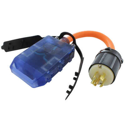 AC WORKS® [L2120CBF520] 1.5FT L21-20P 20A 5-Prong Locking Plug to (4) household Outlets with 20A Breakers