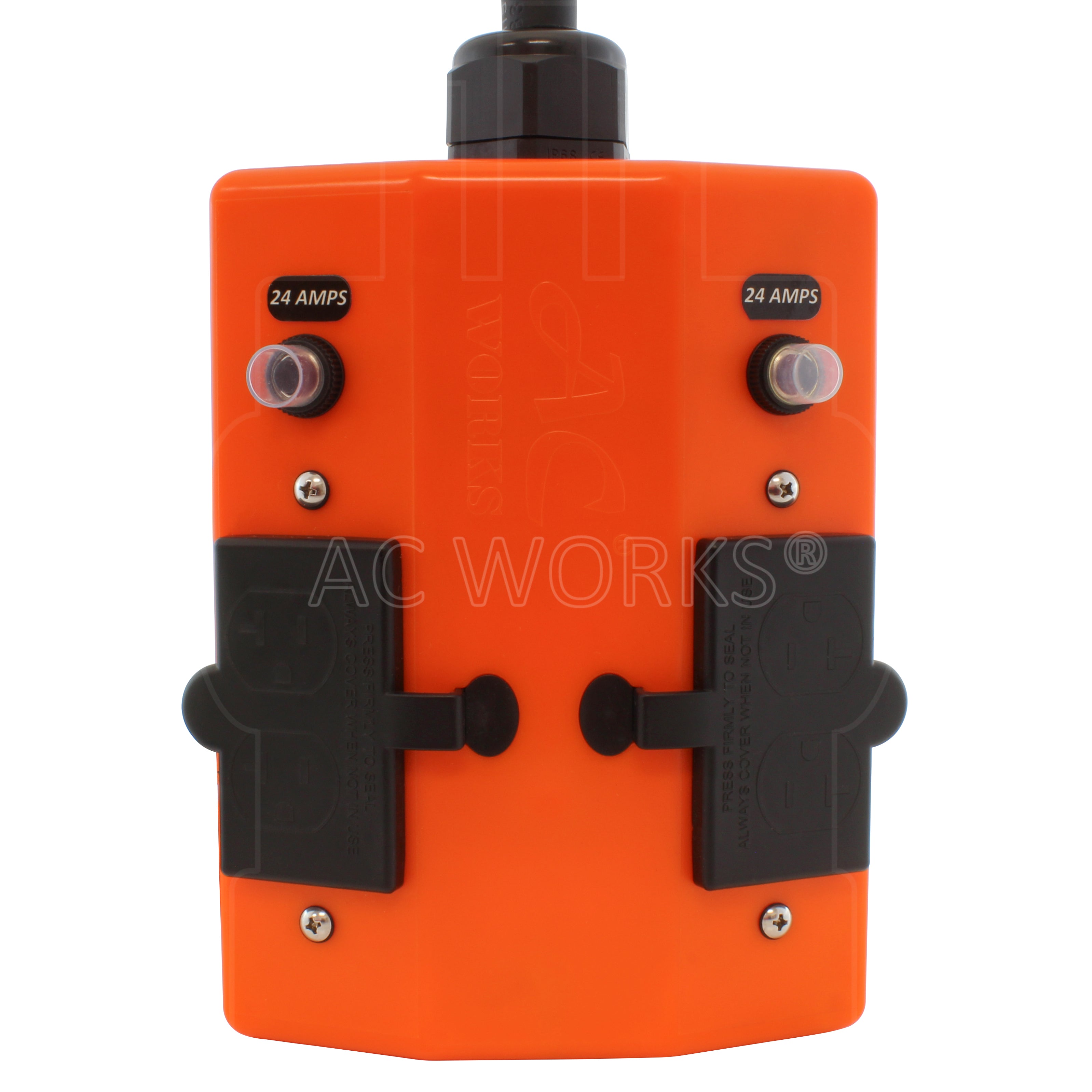 AC WORKS® [L2130PDU] NEMA L21-30 30Amp 5-Prong Locking Plug to PDU OUTLET BOX (GFCI & Breakers)