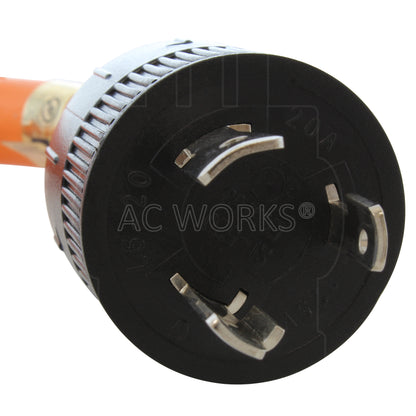 AC WORKS® [L520520-012] 1FT 20A 3-Prong L5-20P Plug to 15/20A Household T-Blade Lighted Connector