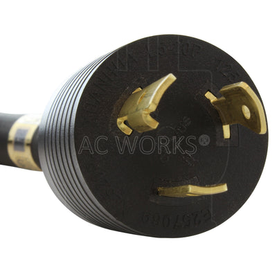 AC WORKS® [L520PR-010BK] 10ft SOOW 12/3 NEMA L5-20 20A 125V Rubber Extension Cord