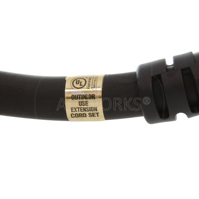 AC WORKS® [L520PR-010BK] 10ft SOOW 12/3 NEMA L5-20 20A 125V Rubber Extension Cord