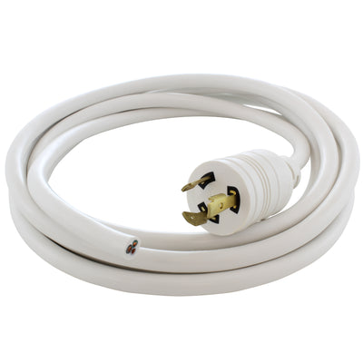 AC WORKS® [L520PBC-144WT] 12FT 20A 3-Prong L5-20P Plug to Blunt Cut 3-Wire Connection