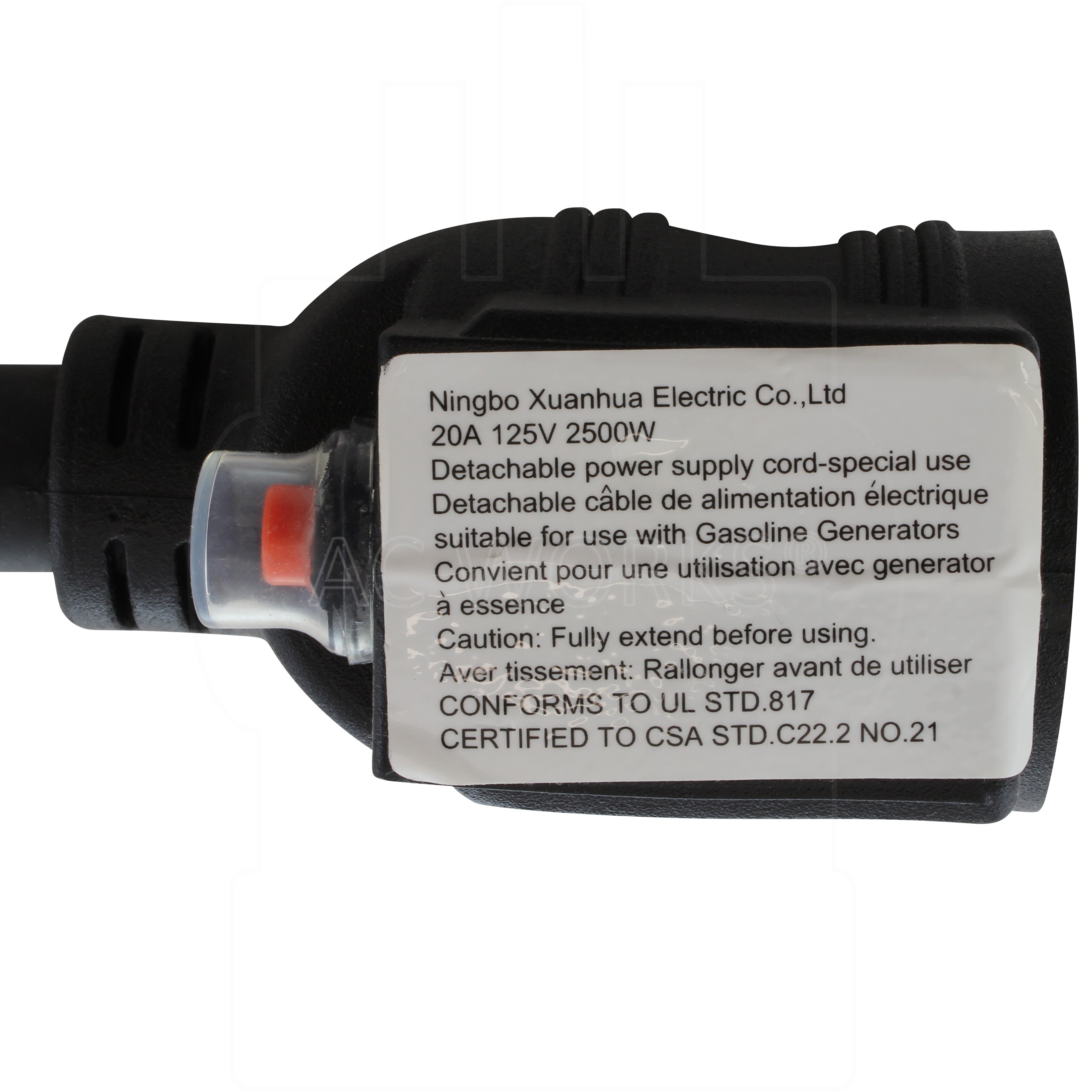 AC WORKS® [L530CB520] 1.5FT 30A 3-Prong L5-30P Locking Plug to Household Outlet with 20A Breaker