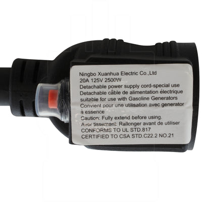 AC WORKS® [L530CB520] 1.5FT 30A 3-Prong L5-30P Locking Plug to Household Outlet with 20A Breaker