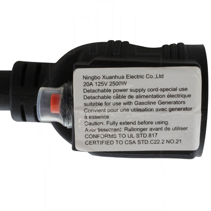 AC WORKS® [L530CB520] 1.5FT 30A 3-Prong L5-30P Locking Plug to Household Outlet with 20A Breaker