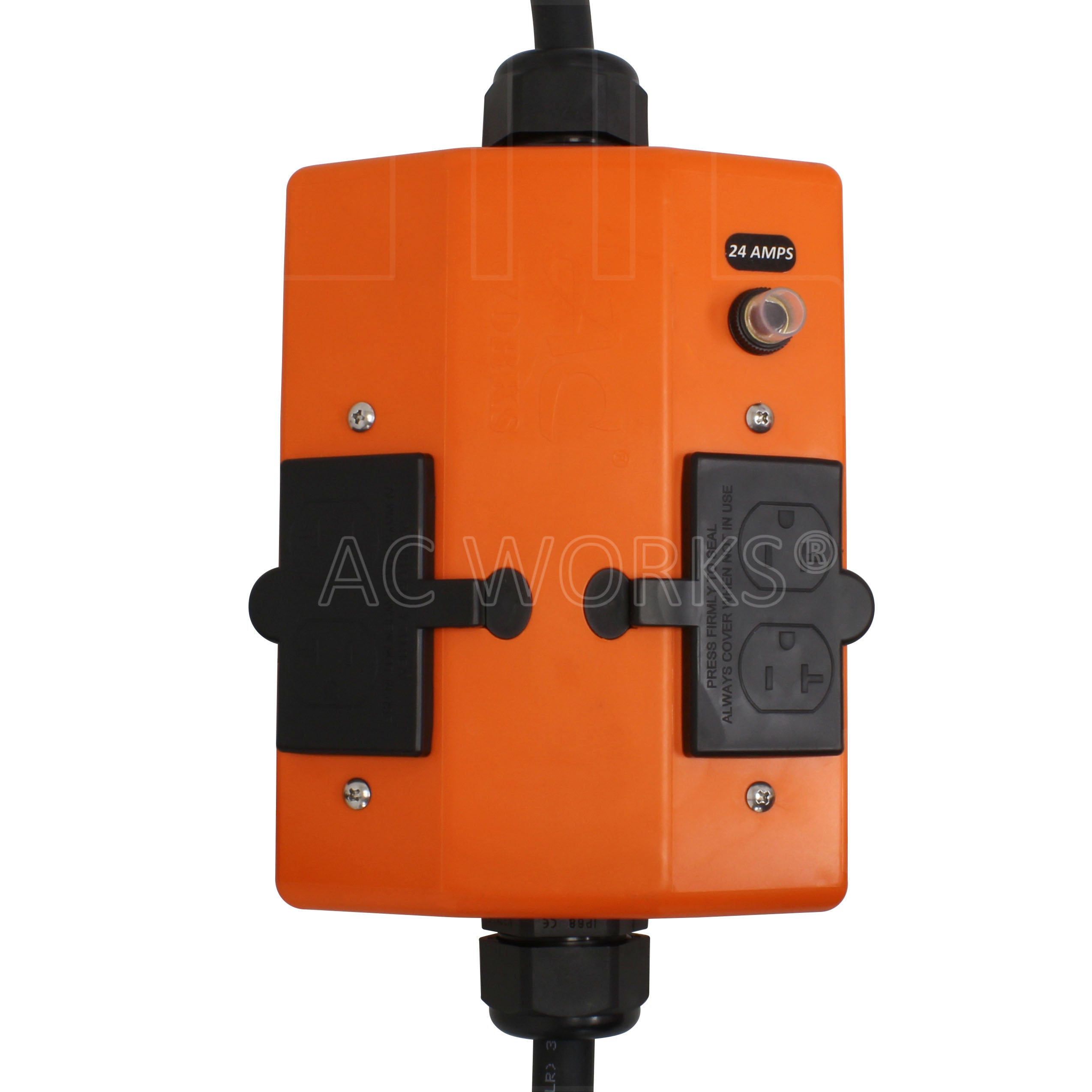 AC WORKS® [L530PDU-PT] Inline Extension L5-30 PDU OUTLET BOX (GFCI & Breaker)