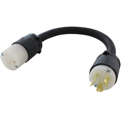 NEMA L6-15P male plug to NEMA 6-15/20R female connector