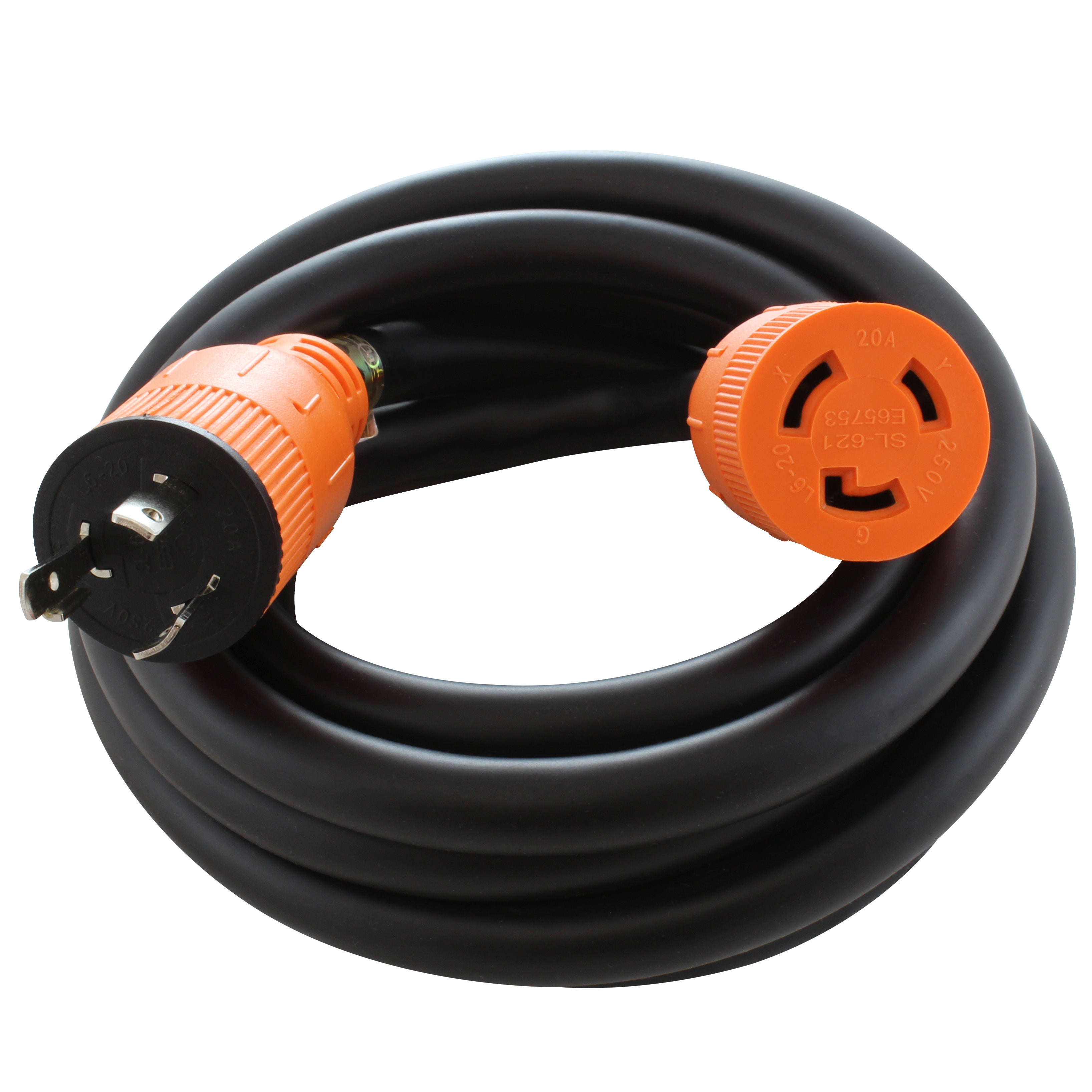 NEMA L6-20 locking plug and connector extension cord