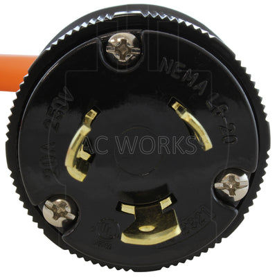 AC WORKS® [L620W620-018] 1.5FT 20A 250V L6-20 Plug to (3) NEMA 6-15/20 Tri-Outlets with Indicator