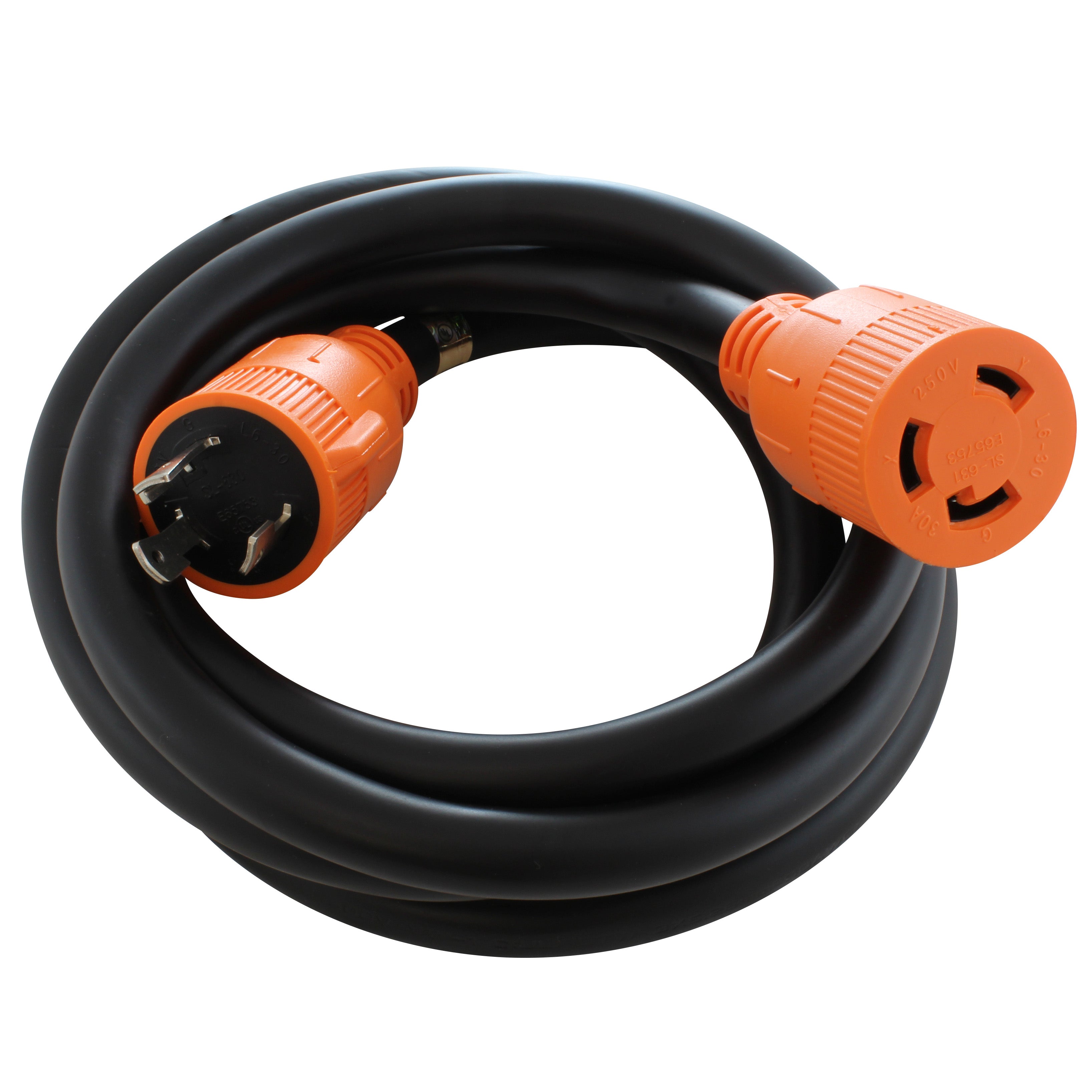 NEMA L6-30 locking plug and connector extension cord