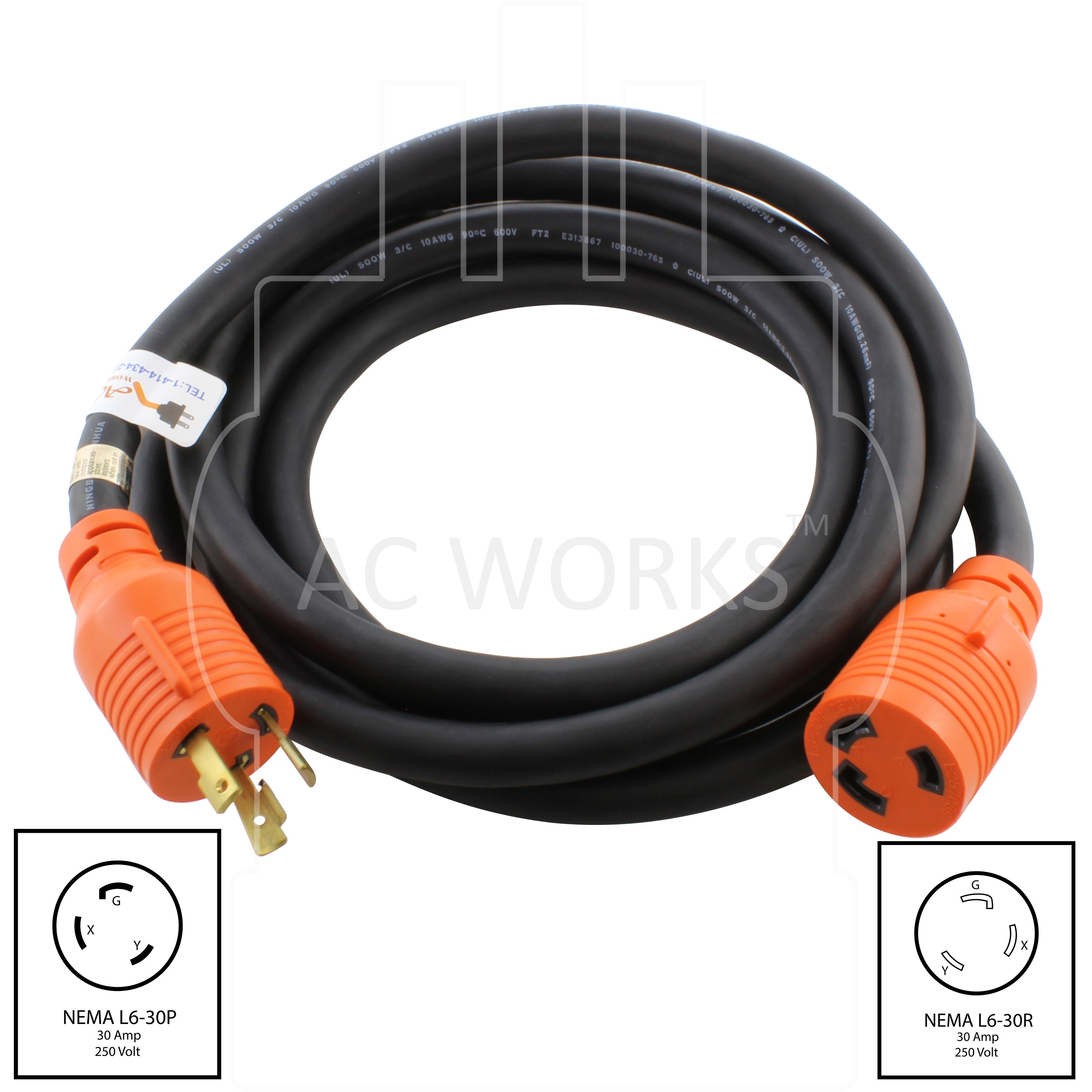 AC WORKS® [L630KIT] NEMA L6-30 Adapter Kit for 250V Power Sources