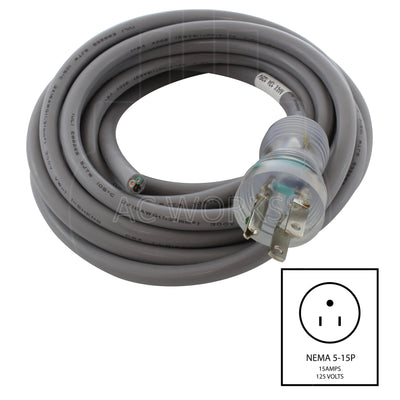 AC WORKS® [MD13APBC-178] 178in 13A 16/3 Medical Grade Power Cord With Blunt Cut End