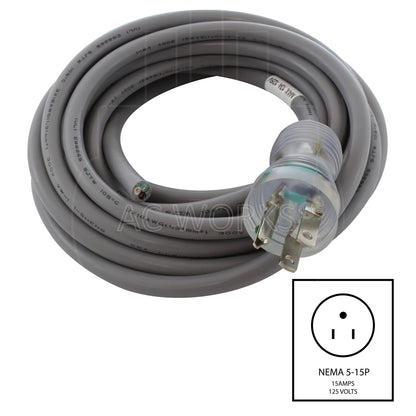 AC WORKS® [MD13APBC-178] 178in 13A 16/3 Medical Grade Power Cord With Blunt Cut End