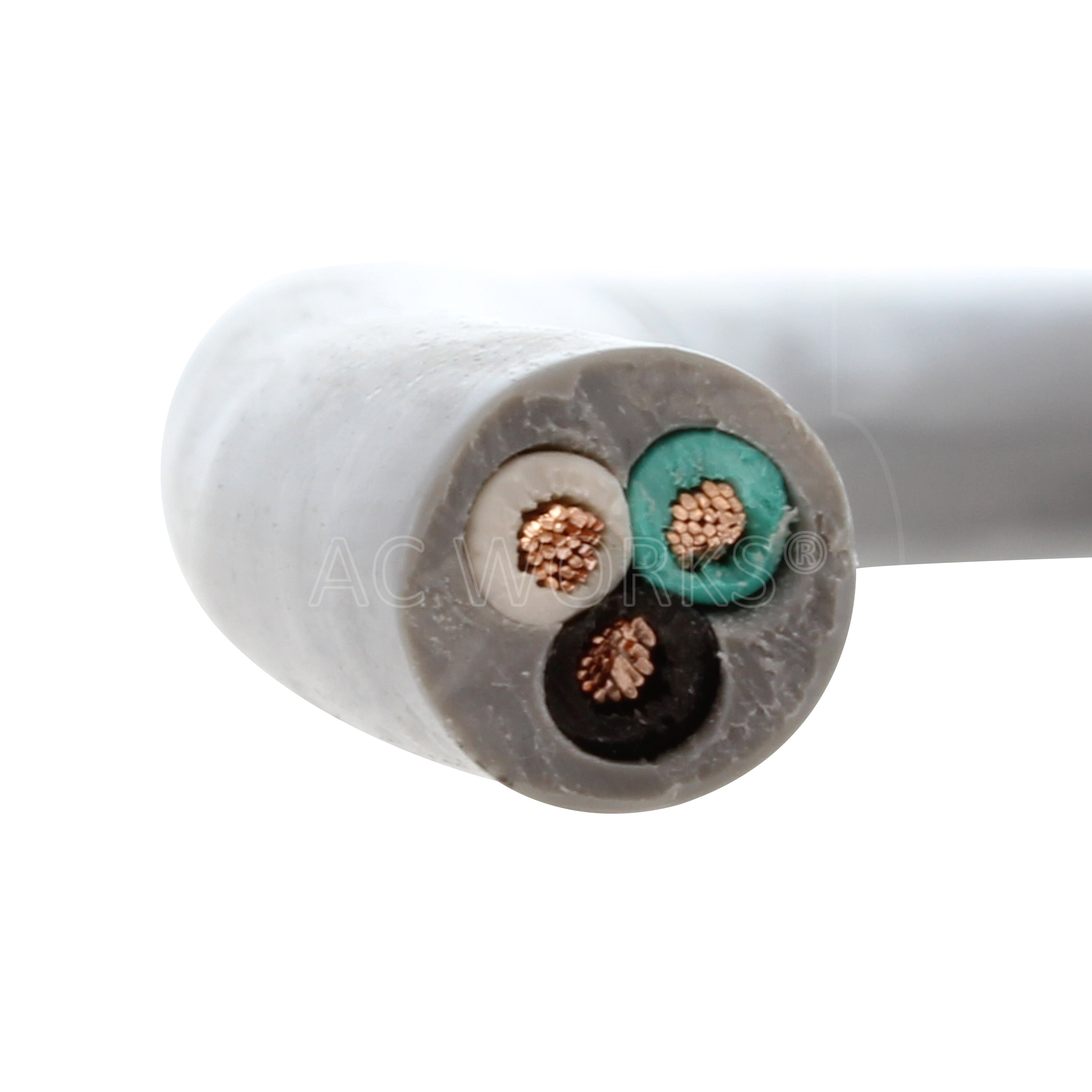 AC WORKS® [MD13APBC-178] 178in 13A 16/3 Medical Grade Power Cord With Blunt Cut End